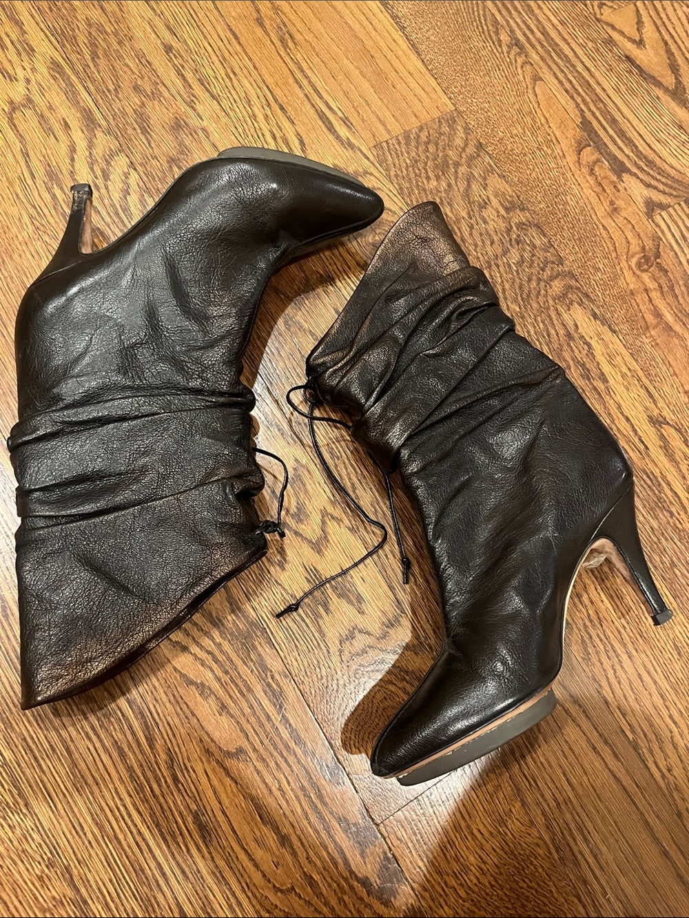 FURLA 8 Women's Black Leather Slouch Ankle Boots